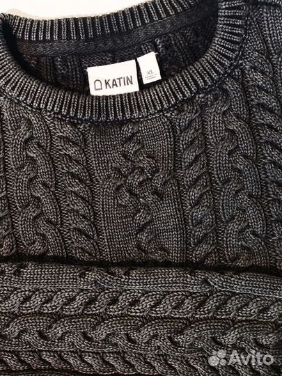 Свитер джемпер хлопок асфальт серый США Katin