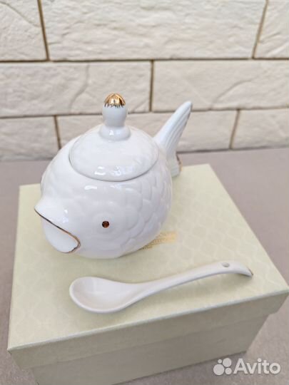 Икорница с ложкой фарфор