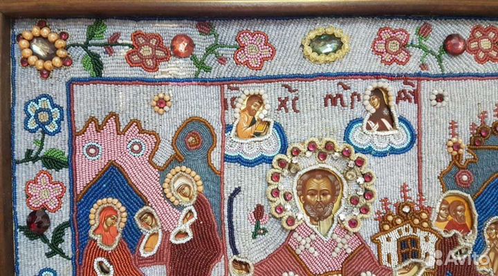 Храмовая икона Чудотворец Николай Можайский, шитый