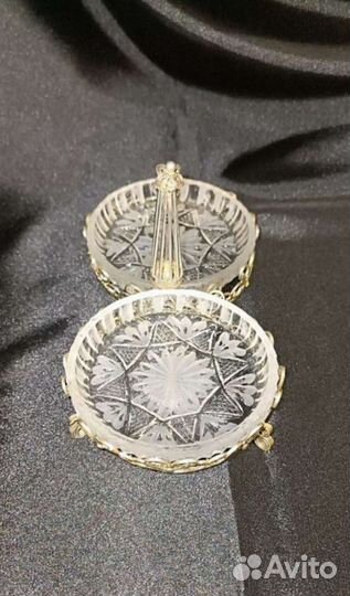 Менажница с мельхиоровой подставкой СССР 1970г