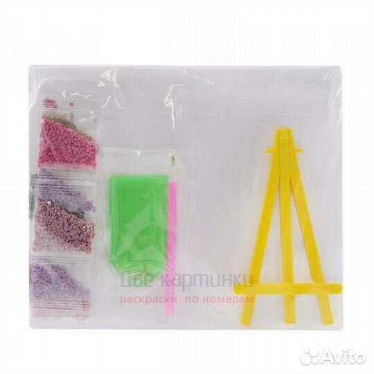 Алмазная мозаика 21x25 Пушистый щенок и котёнок