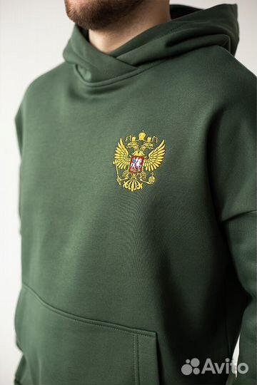 Толстовка с гербом России, цвет Хаки