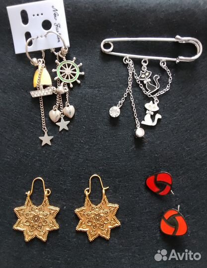 Серьги и броши бижутерия
