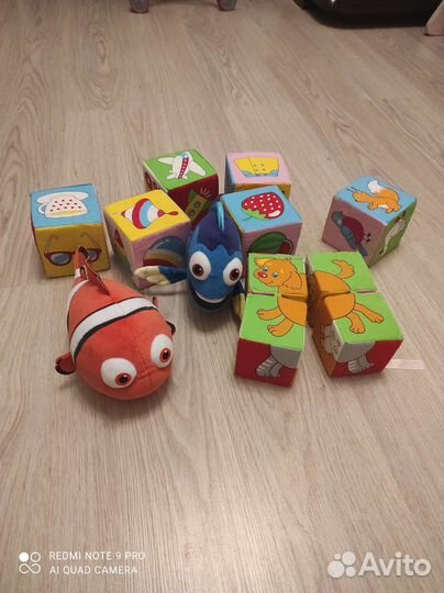 Мягкие игрушки кубики рыбки Немо Дори
