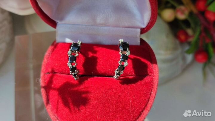 Изящные серьги с сапфирами 2,24ct, 3,61 гр, 925