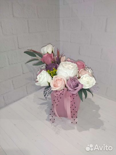 Подарок, букет из мыльных роз