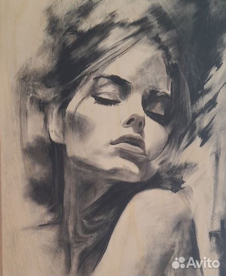 Картина на дереве + портрет по фото