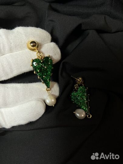 Серьги сердца с жемчугом