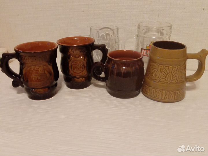 Пивная кружка керамическая и стеклянная
