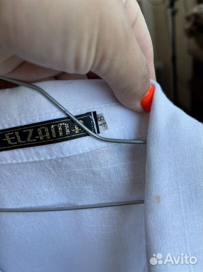 Рубашка белая удлиненная лен