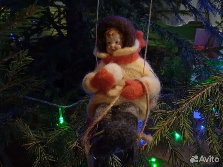 Ватная ёлочная игрушка из шерсти ёлочная игрушка