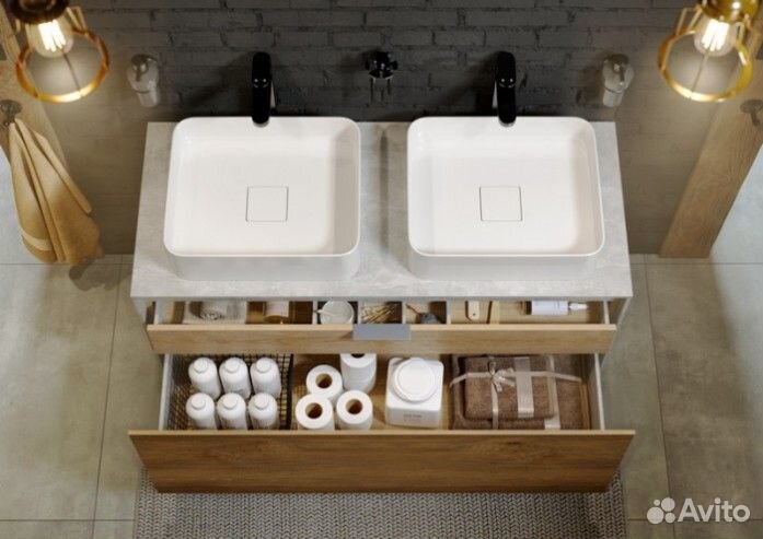 Мебель для ванной Aqwella Mobi 100 бетон светлый фасад белый