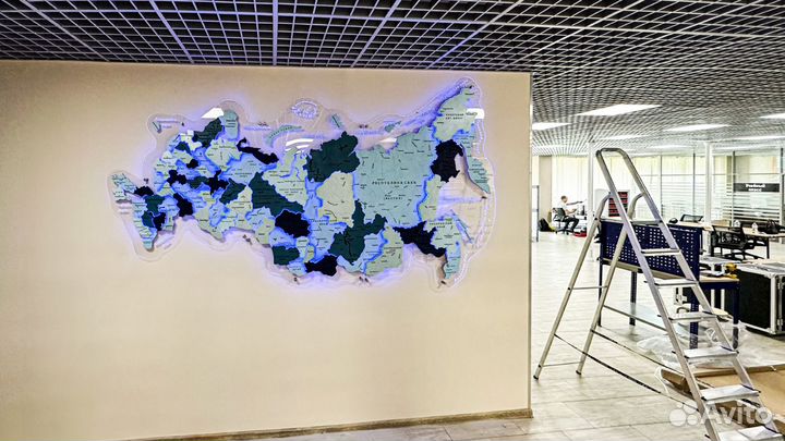 Настенная карта России / Карта России с 3D подсвет