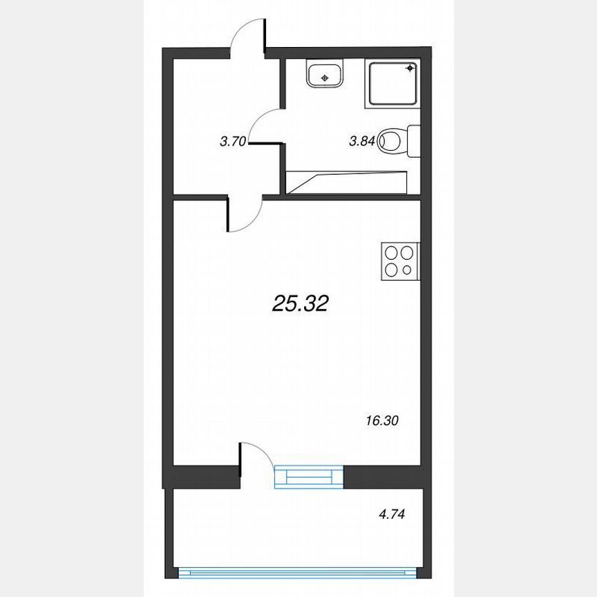 Квартира-студия, 28,3 м², 14/22 эт.