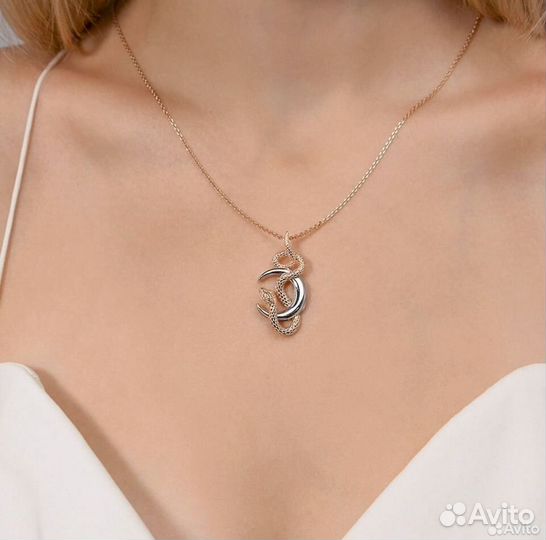 Золотая подвеска Змея. Кулон из красного золота