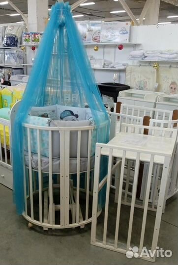Детская кроватка круглая овальная