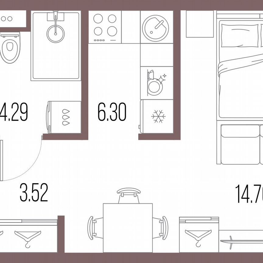 Квартира-студия, 28,9 м², 7/10 эт.