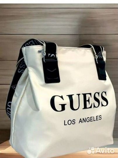 Сумка женская Guess большая шопер молочная