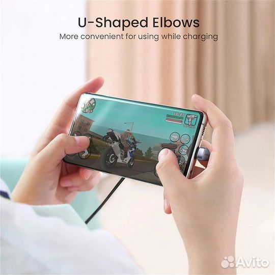 Кабель USB-A - Type-C угловой, 1,00 м., черный (US