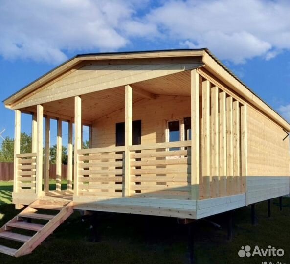 Каркасный дачный домик. 6х6