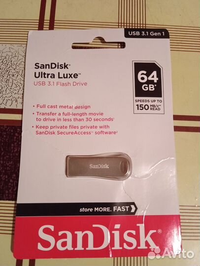 Usb флешка 64 гб SanDisk Ultra Luxe