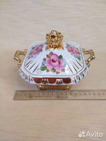 Сахарница/шкатулка Розовая Гжель