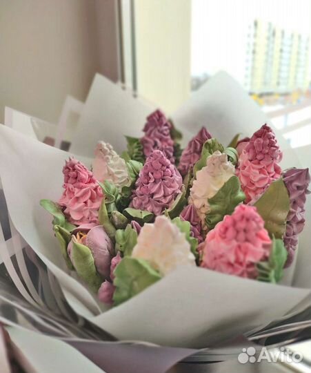 Съедобный букет из зефира сирень