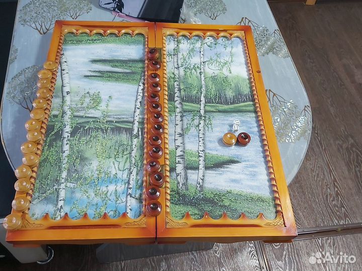 Нарды ручной работы со стеклом камень крошка