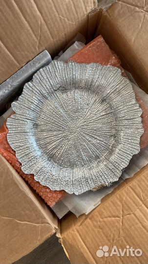 Подстановочная сервировочная тарелка серебро