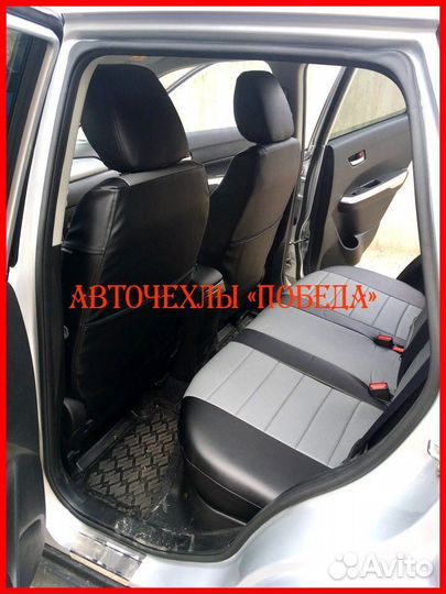 Чехлы Suzuki Vitara из экокожи чёрно-серые Классик