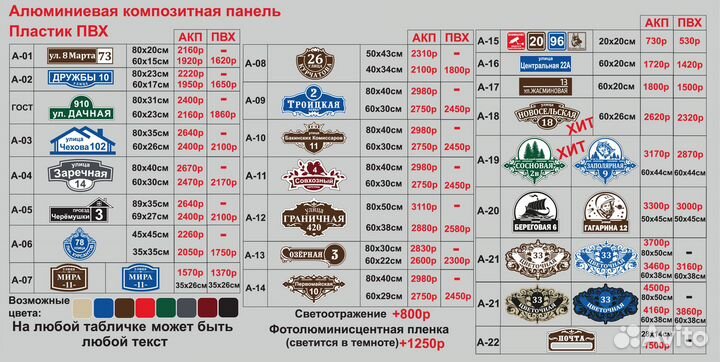 Адресные таблички из акп