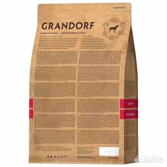 Корм для собак Grandorf ягненок и индейка 10кг