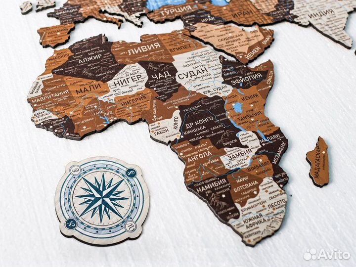 Деревянная карта мира из дерева настенная, Мытищи