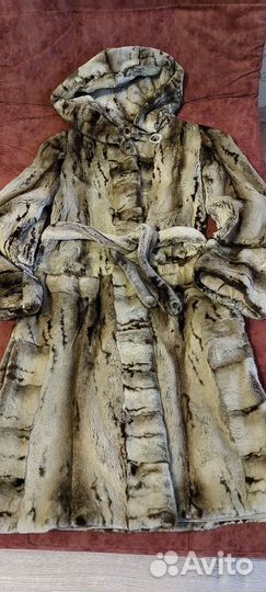 Шуба норковая с капюшоном стриженая винтажная