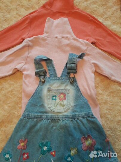 Джинсовый сарафан и 2 водолазки