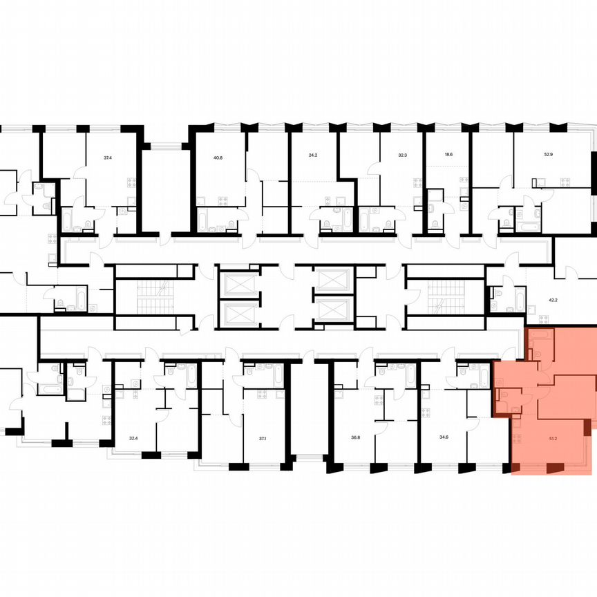 2-к. квартира, 51,2 м², 20/28 эт.