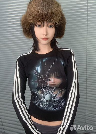 Лонгслив NO.145-X 3-stripes Black Longsleeve