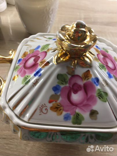 Сахарница Гжель цветная