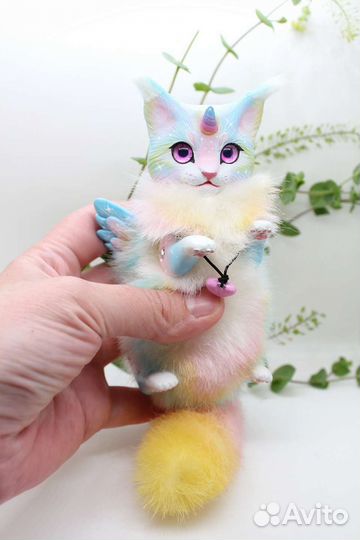 Игрушка котодракон ручная работа ooak