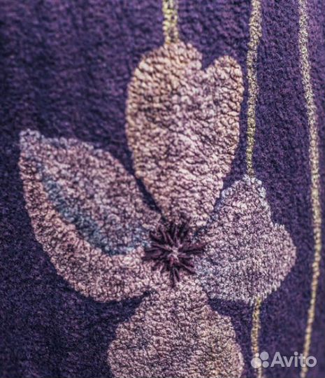 Новое Валяное пальто-кокон с шелковыми цветами, ра