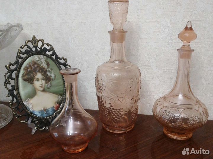 Графин Рябина цветное стекло СССР