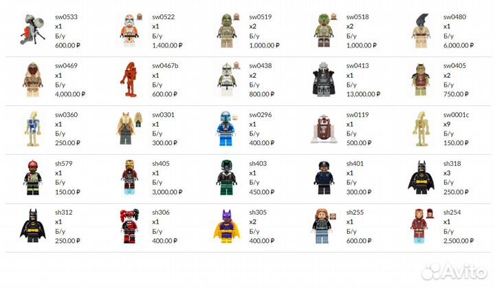 Минифигурки Lego из разных серий