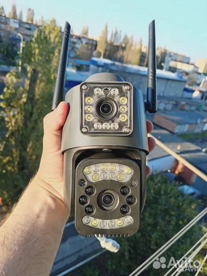 Камера видеонаблюдения 4G с сим картой 2 объектива