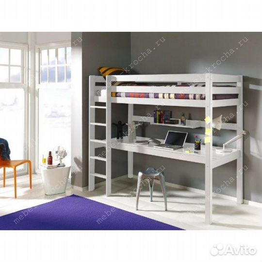 Кровать чердак с рабочим местом для подростков