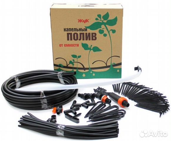 Капельный полив жук от емкости 30 растений (Парник