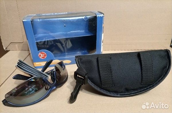 Спортивные очки + чехол + сменные линзы