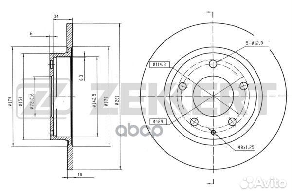 Диск торм. зад. Mazda 626 IV V 91- Xedos 6 92