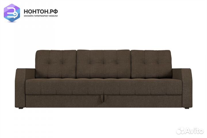 Диван еврокнижка Атлантида рогожка коричневая