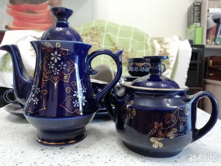 Кофейный сервиз кобальтовый Новгород