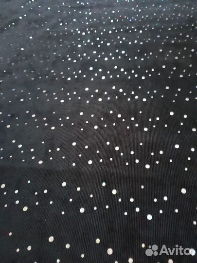 Вельвет чёрный с пайетками, ткань, лоскут